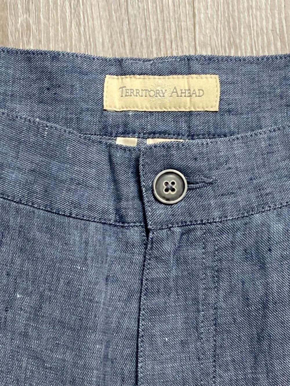 Territory Ahead Linen Mid Rise Straight 4 Pockets Minimalist Office Pants 34